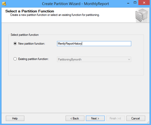 Select a Partition Function window