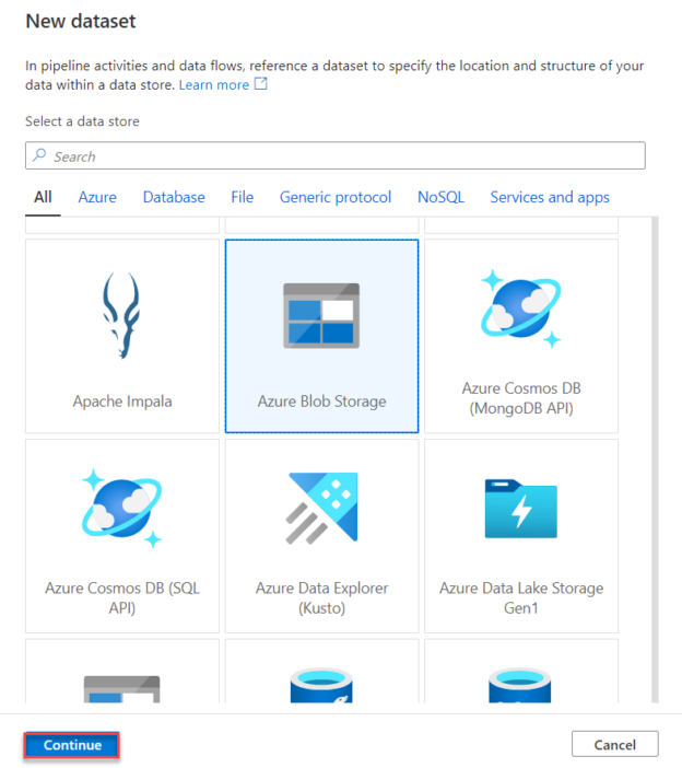 Azure Blob Storage Dataset
