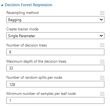 Model Parameters for Decision Forest Regression