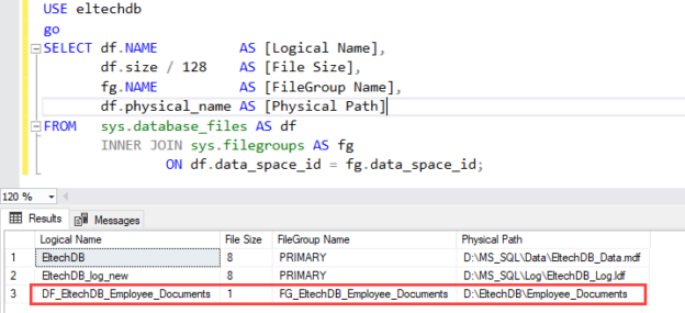 FILESTREAM Filegroup location of SQL Database have been changed