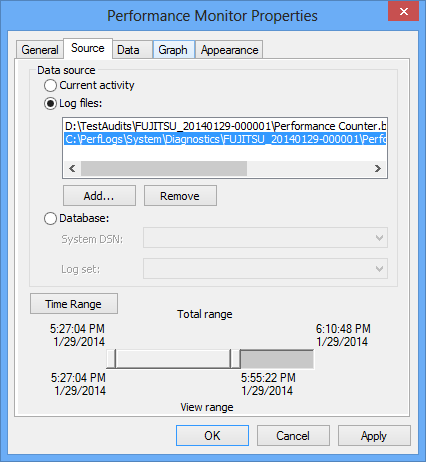 Opening a log file and showing its content in the graph