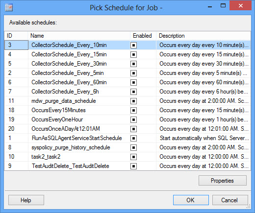 Selecting Schedule for Job