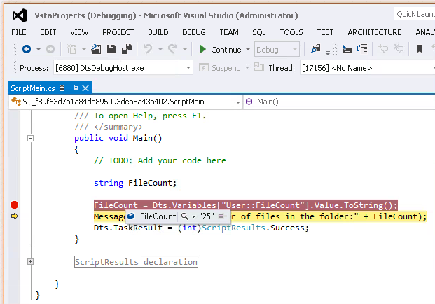 Script Debugging in SQL Server (SSIS)