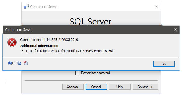 veeam sql error 18456