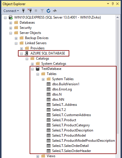 How to create a linked server to an Azure SQL database