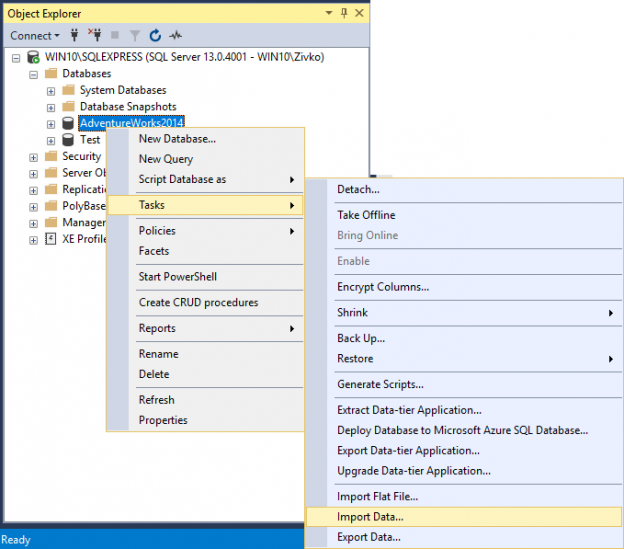 dbimport no puede abrir el script sql