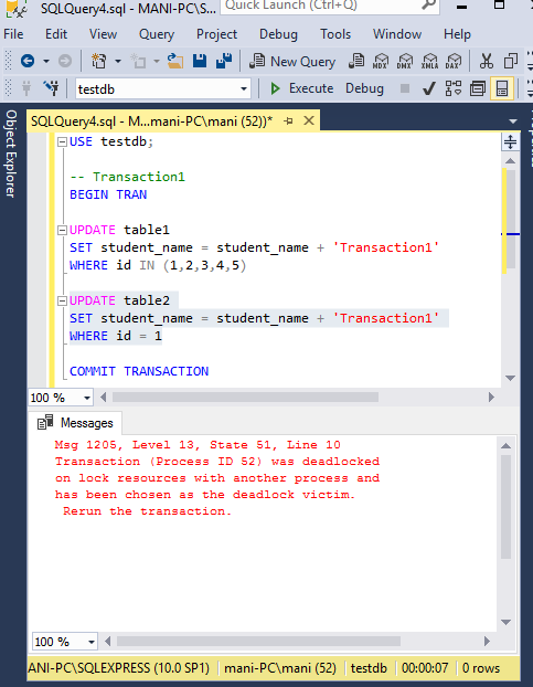 deadlock in sql