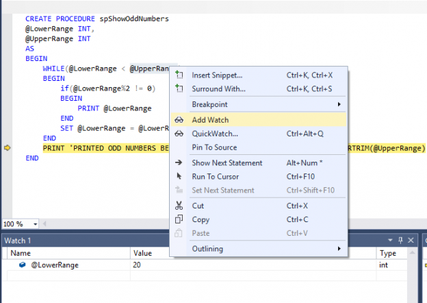 sql server management studio line numbers