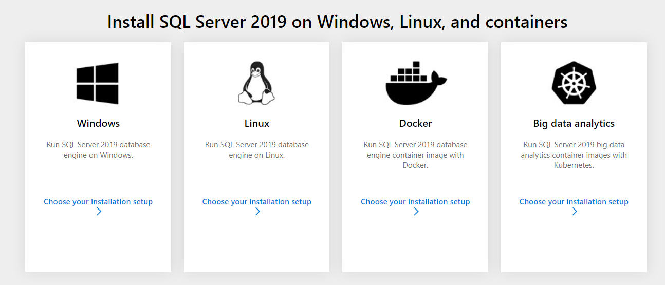 Install 
SQL Server 2019 options on differnt environments