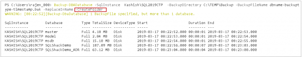 Backup SQL database - Database backs into a separate folder using DBATools