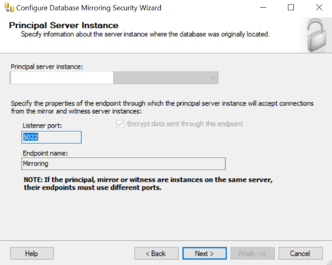 Mirroring Setup - Listener ports configuration