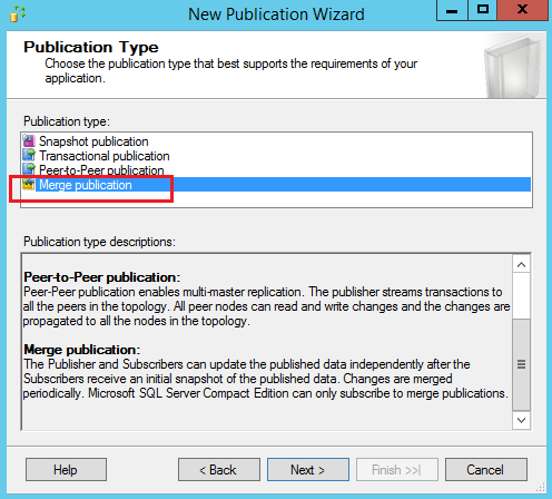 New publication wizard - Publication type