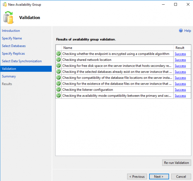 SQL Server AlwaysOn High Availability - new availability group validation