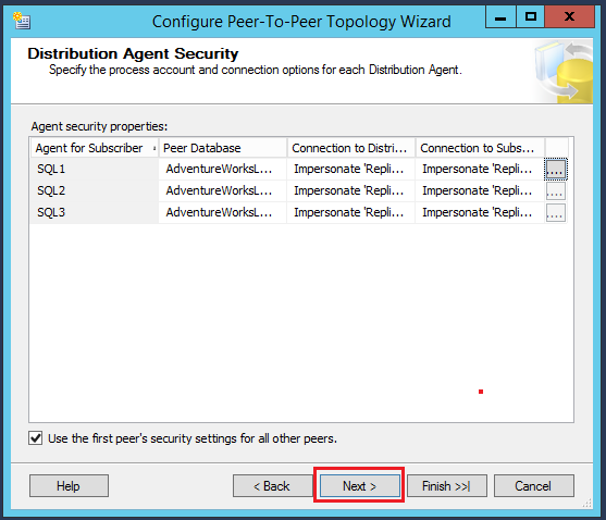 SQL Server replication  - Log Reader Agent Secruity - Distribution Agent Security