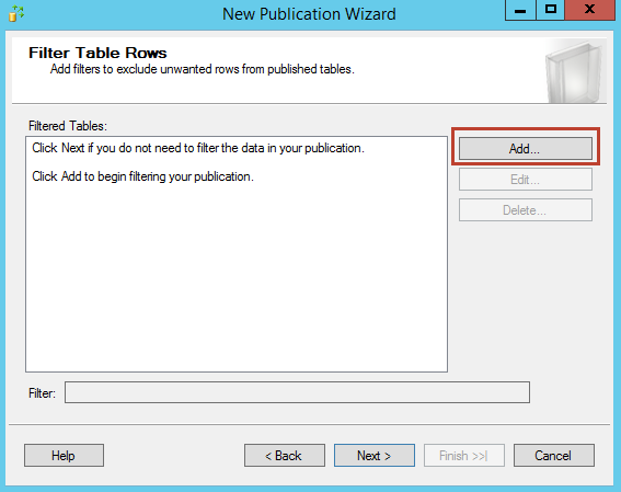 Add filter table rows