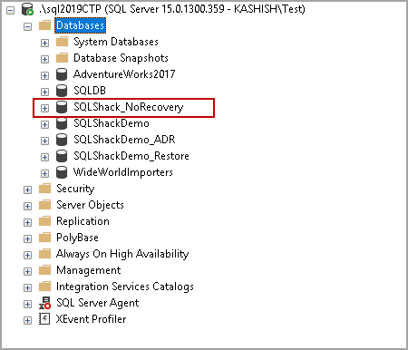 Database status in SSMS