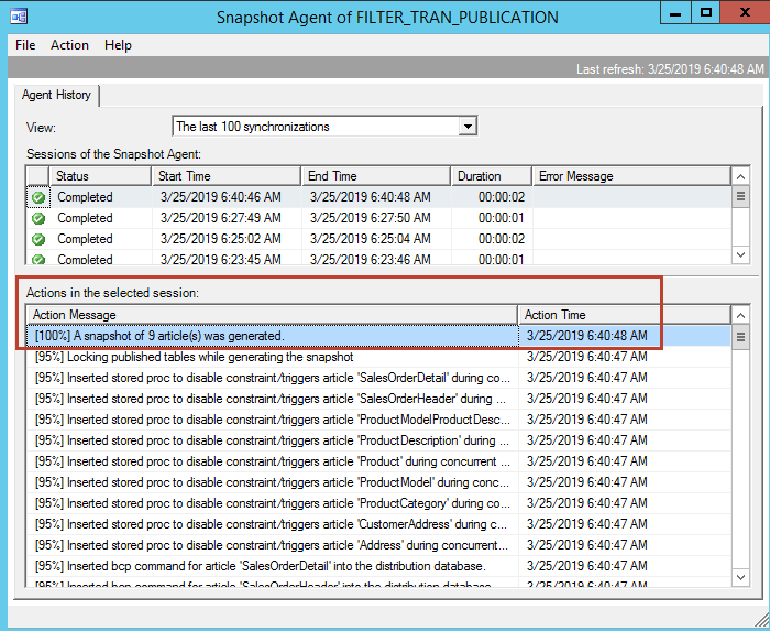 History of snapshot agent