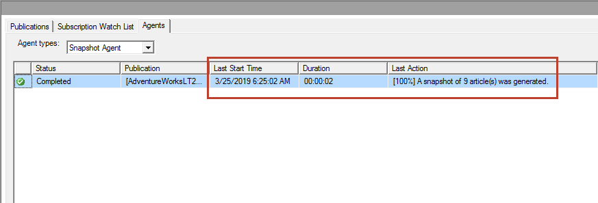 Last run and last action of the agent