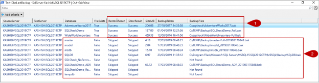 output of Test-DbaLastBackup command