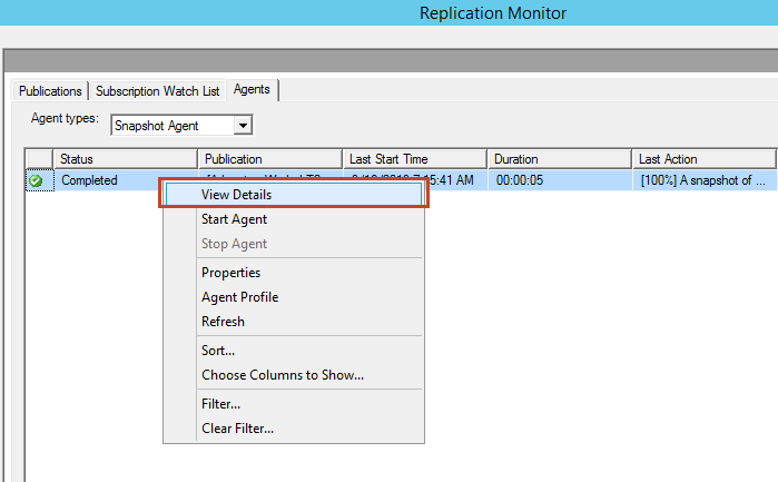 View Details of the snapshot