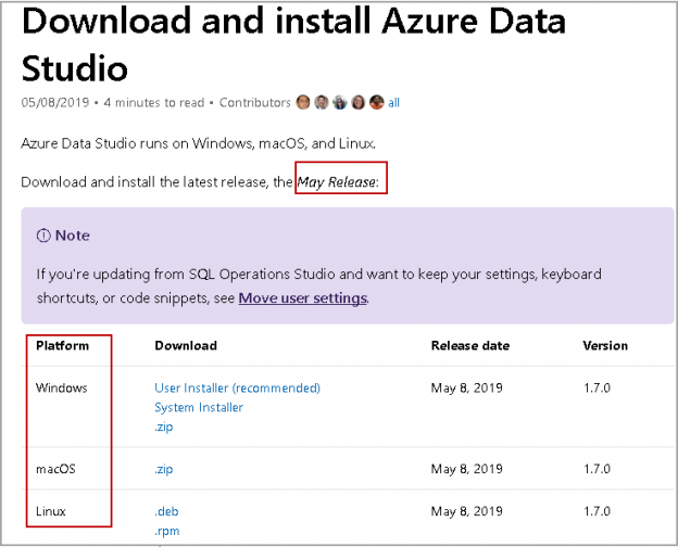 Download and install Azure Data Studio May Release