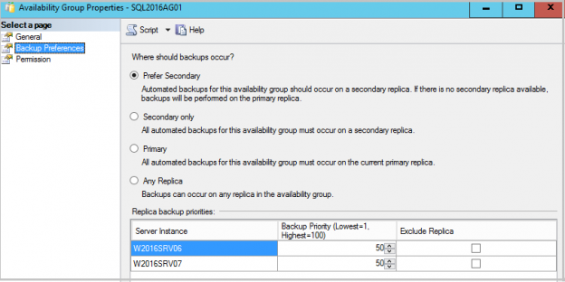 SQL Always On Availability Group Backup Preference