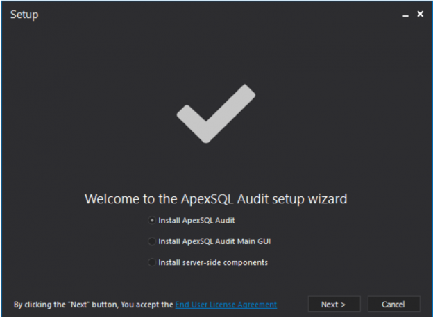 SQL Server database auditing - ApexSQl Audit installation Wizard