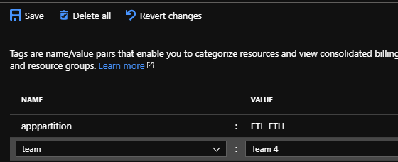 We can also add tags without scripts by selecting the tag option under the Azure asset.