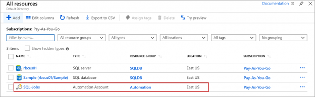 Azure SQL - Automation account