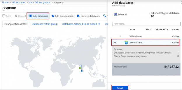 adding database to an existing failover group