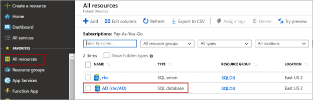 SQL Azure database