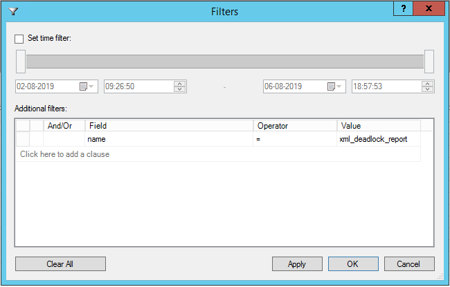 Filter extented event information