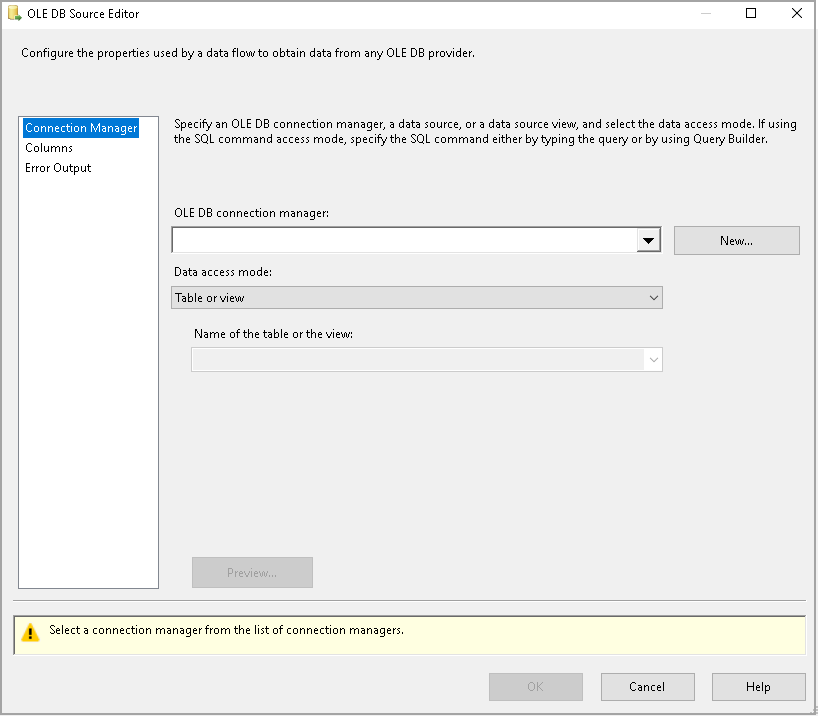 OLE DB Source Editor
