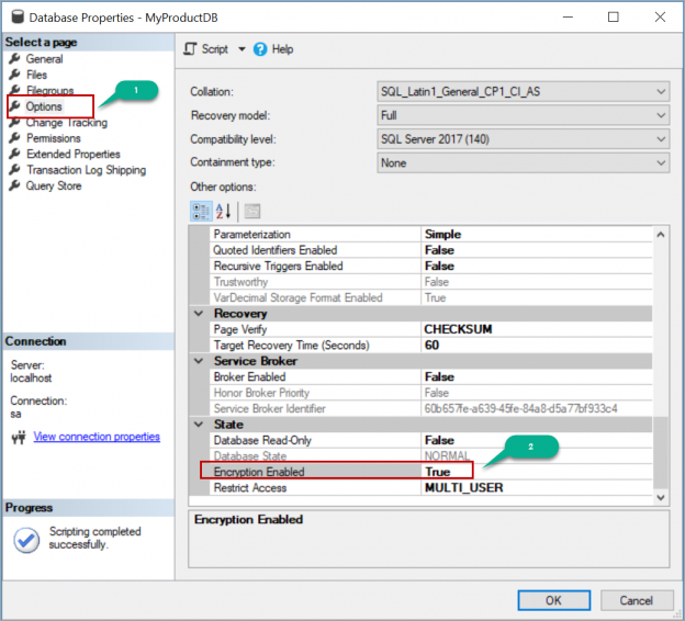 enabling Transparent Data Encryption (TDE) using SSMS