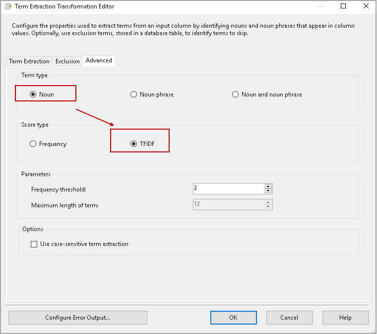 Term type Noun and Scope TFIDF