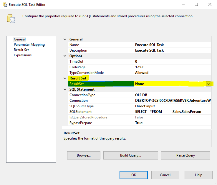 Malignant Set out crocodile Execute SQL Task in SSIS: Output Parameters vs Result Sets