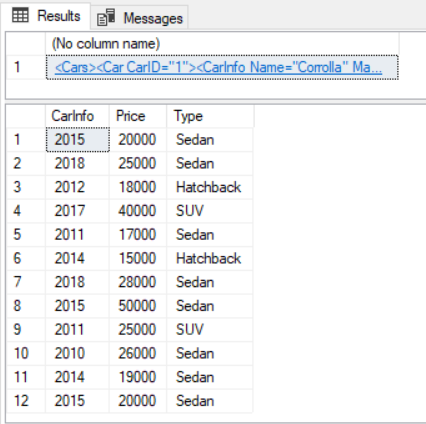 SQL table output for more complicated XML to SQL transfer