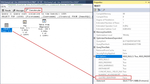 SSMS execution plan