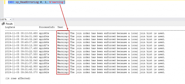 Read SQL Server error logs using the xp_readerrorlog command