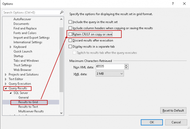 SSMS properties