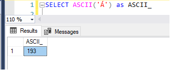 T-SQL statement for CHAR to ASCII