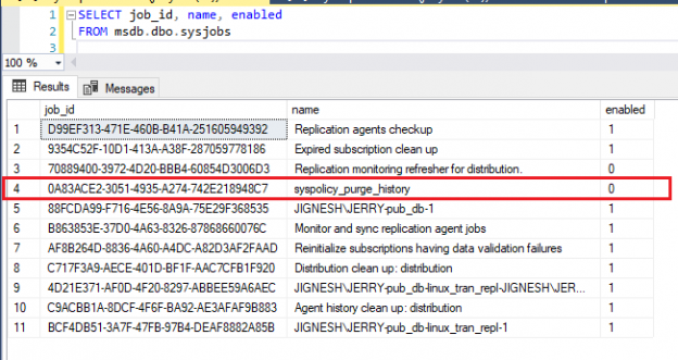 List SQL jobs with status