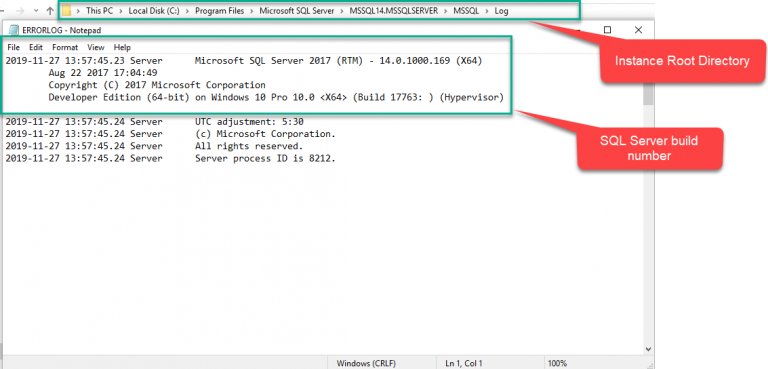 Different methods to identify the SQL Server version number