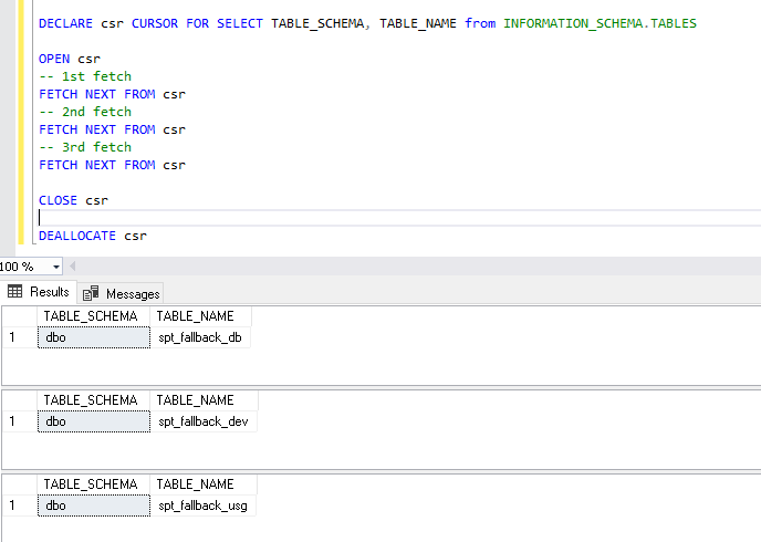 An overview of the SQL cursor FETCH STATUS function