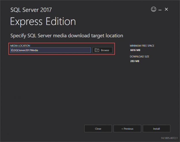 Location of the SQL Server Installation package