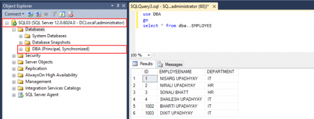 Query SQL03 to verify the data