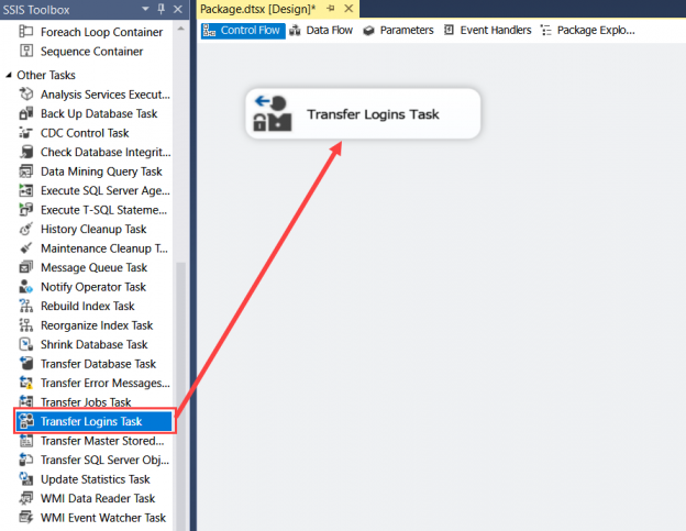 transfer login task in ssis