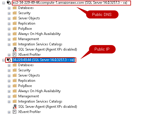 SSMS object explorer status