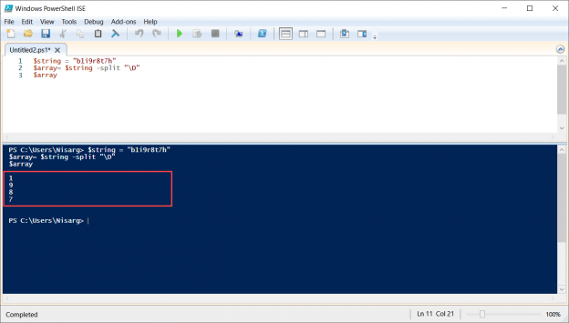 Using PowerShell to split a string into an array