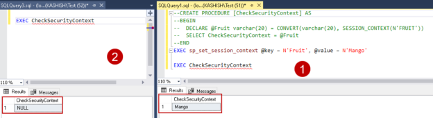 Compare Stored procedure execution